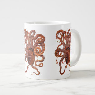 Octopus Macropus, Vintage Marine Aquatic Animals Large Coffee Mug
