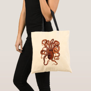Octopus Macropus, Vintage Marine Aquatic Animals Tote Bag