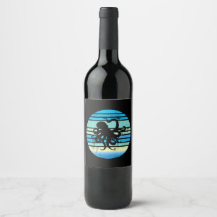 Octopus Marine Biologist Wine Label
