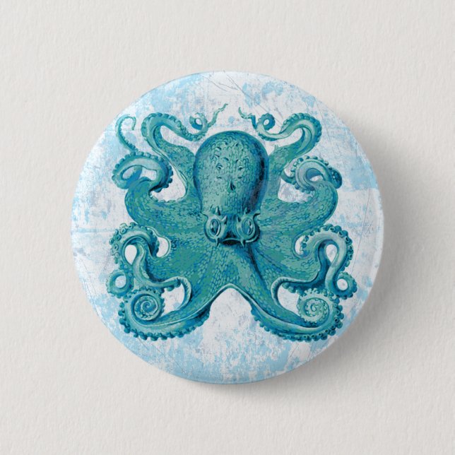 Octopus Marine Life Ocean Animals Beach Nautical 6 Cm Round Badge (Front)