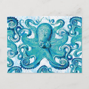 Octopus Marine Life Ocean Animals Beach Nautical Postcard