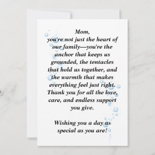 Octopus mothers day   thank you card