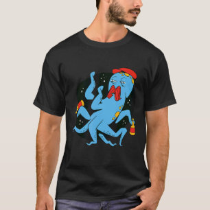 Octopus Moustache Cool Retro Fun Weird Bizarre Art T-Shirt