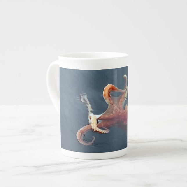 Octopus Mug – Ocean Inspired Cephalopod Art Coffee (Front Left)
