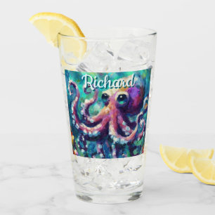 Octopus Nautical Beach Coastal Personalised Glass