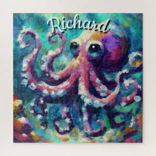 Octopus Nautical Beach Coastal Personalised Jigsaw Puzzle