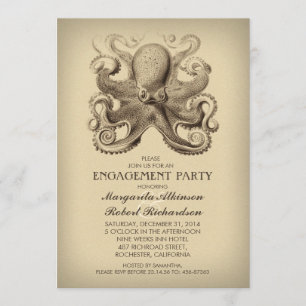 octopus nautical beach engagement party invitation