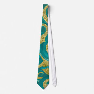 Octopus Neck Tie - Gold Torquoise Colours