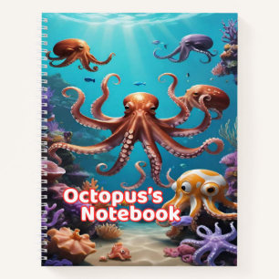 Octopus Notebook for Kids Wide Ruled Spiral