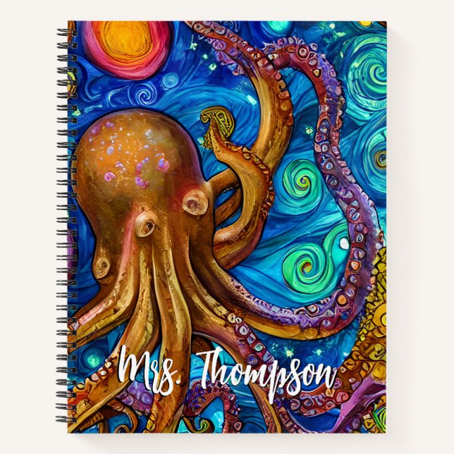 Octopus Ocean Sea Animal Personalised Name Notebook (Front)