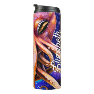 Octopus Ocean Sea Squid Animal with Custom Name Thermal Tumbler