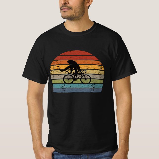 Octopus - Octopus Riding Bicycle T-Shirt (Front)