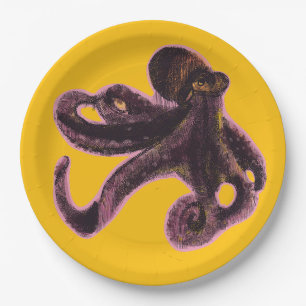 Octopus on balloon paper plate