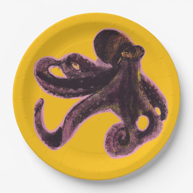 Octopus on balloon paper plate (Front)
