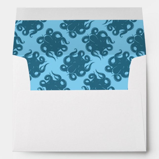 Octopus On Blue Pattern Envelopes (Back (Bottom))