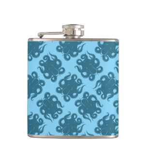 Octopus On Blue Pattern Hip Flask