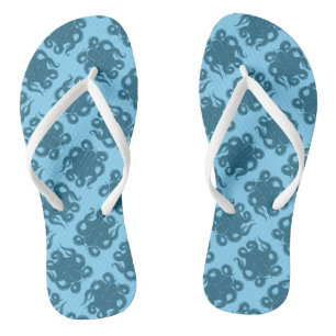 Octopus On Blue Pattern Thongs