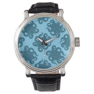Octopus On Blue Pattern Watch