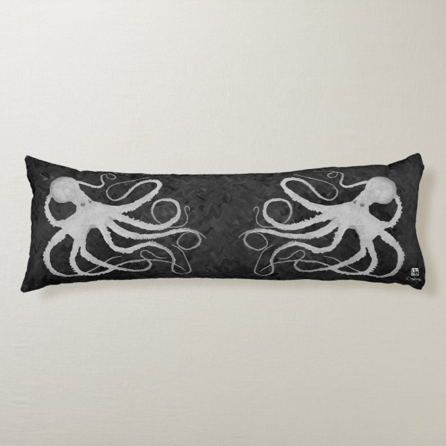 Octopus on Dark Grey - Body Pillow (Front)