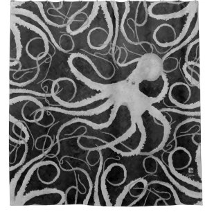 Octopus on Dark Grey ll - Shower Curtain