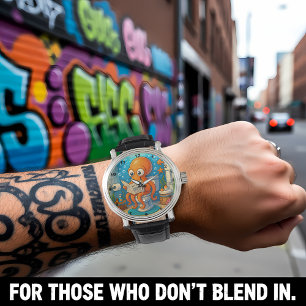 Octopus on Toilet Humorous Funny Bathroom Setting Watch