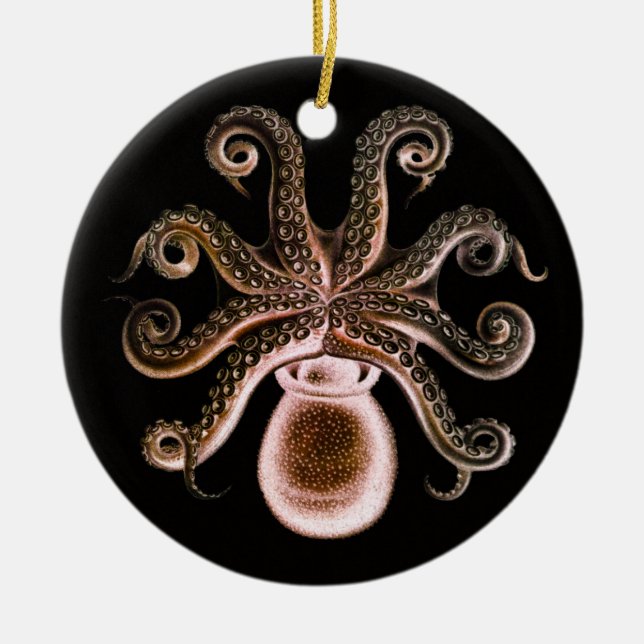 Octopus One - Red Ceramic Ornament (Front)