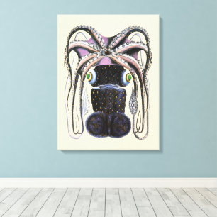 Octopus or Giant Squid, Vintage Marine Life Animal Canvas Print