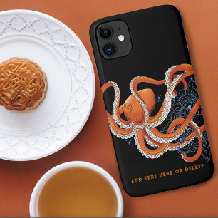 Octopus Orange Mandala Blue iPhone 11 Case