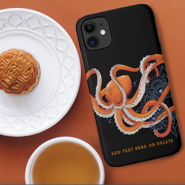 Octopus Orange Mandala Blue Case-Mate iPhone Case (Creator Uploaded)