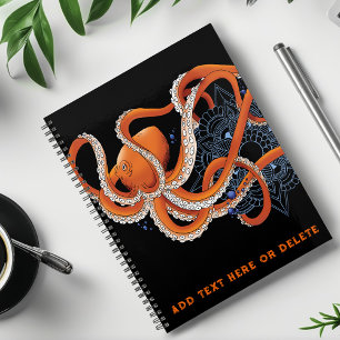 Octopus Orange Mandala Blue Planner