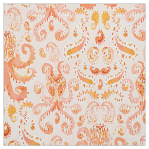 OCTOPUS PAISLEY Coral Coastal Fabric