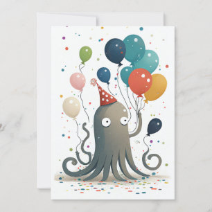 Octopus Party Flat Greeting Card