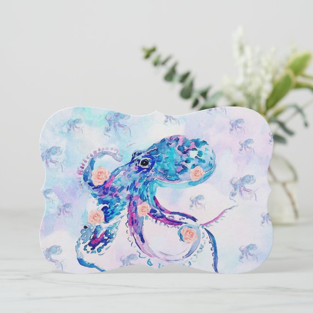 octopus pastel in dream holiday card (Standing Front)