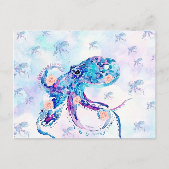 octopus pastel in dream postcard (Front)