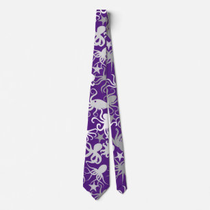 Octopus Pattern.b D Purple BG Tie
