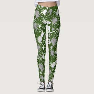 Octopus Pattern.b DGreen BG Leggings