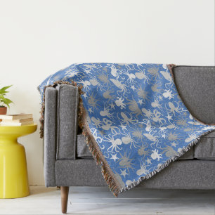 Octopus Pattern.b LBlueBG Throw Blanket