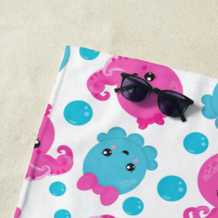 Octopus Pattern, Cute Octopus, Sea Animals Beach Towel