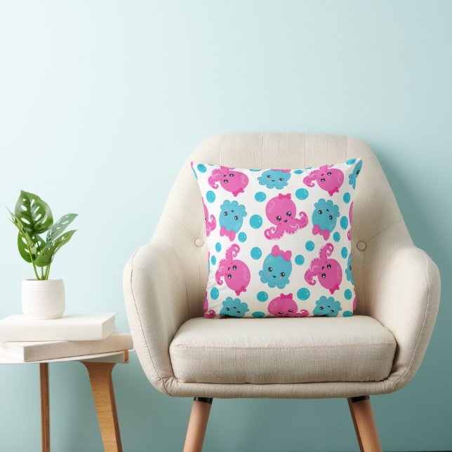 Octopus Pattern, Cute Octopus, Sea Animals Cushion (Chair)