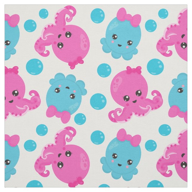 Octopus Pattern, Cute Octopus, Sea Animals Fabric (Swatch)