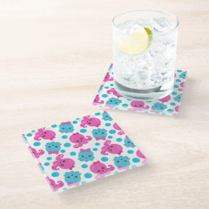 Octopus Pattern, Cute Octopus, Sea Animals Glass Coaster