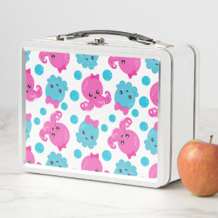 Octopus Pattern, Cute Octopus, Sea Animals Metal Lunch Box