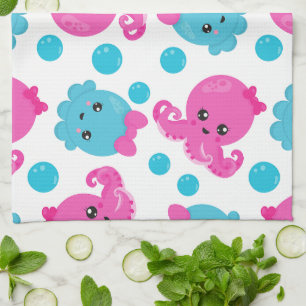 Octopus Pattern, Cute Octopus, Sea Animals Tea Towel