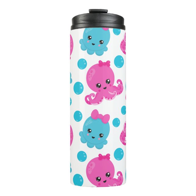Octopus Pattern, Cute Octopus, Sea Animals Thermal Tumbler (Front)