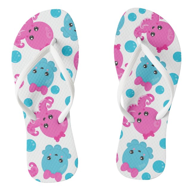 Octopus Pattern, Cute Octopus, Sea Animals Thongs (Footbed)