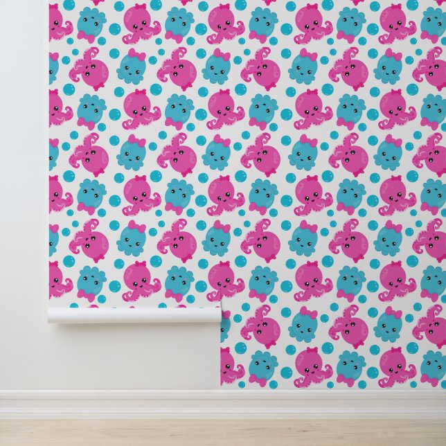 Octopus Pattern, Cute Octopus, Sea Animals Wallpaper (Application)