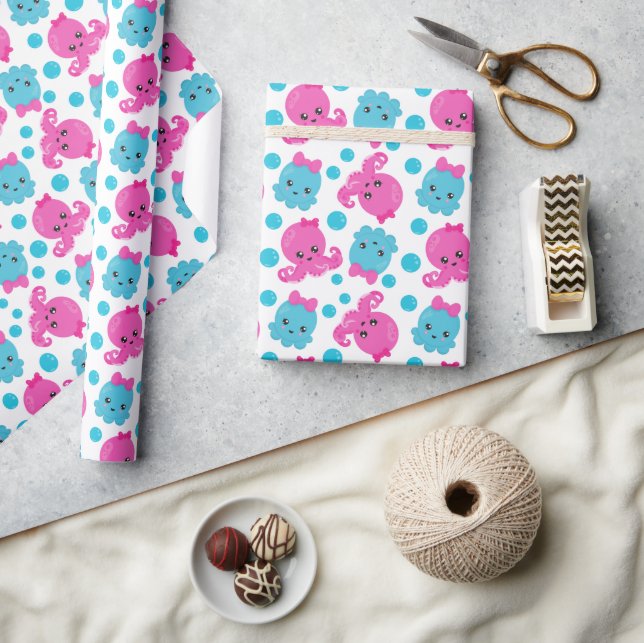 Octopus Pattern, Cute Octopus, Sea Animals Wrapping Paper (Crafts)