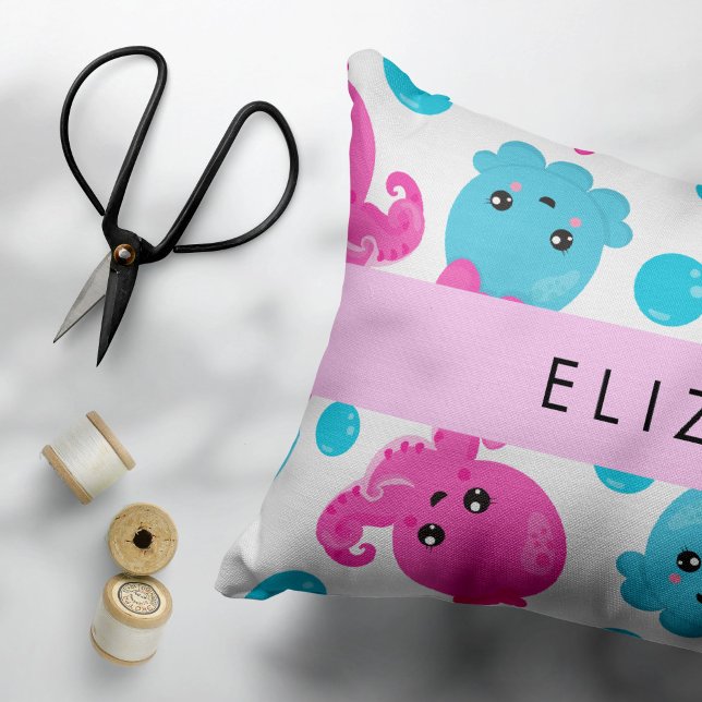 Octopus Pattern, Cute Octopus, Sea, Your Name Decorative Cushion (Creator Uploaded)