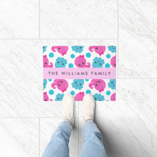 Octopus Pattern, Cute Octopus, Sea, Your Name Doormat