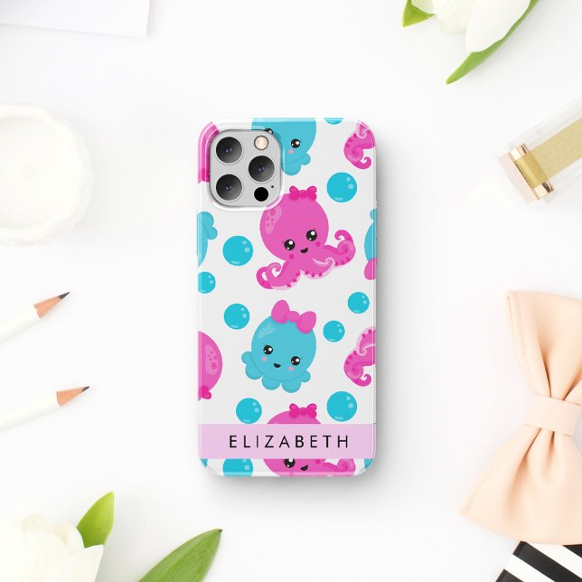 Octopus Pattern, Cute Octopus, Sea, Your Name iPhone 16 Case (Creator Uploaded)